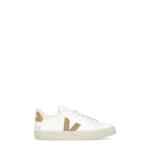 Witte Leren Sneakers Ronde Neus Logo Veja , White , Dames