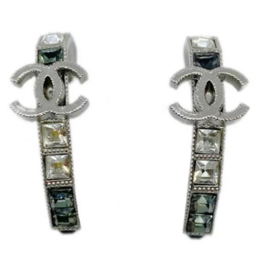 Pre-owned Metal earrings Chanel Vintage , Gray , Dames