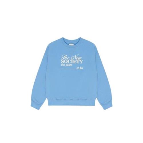 Blauwe Allure Katoenen Sweater met Logo The New Society , Blue , Dames