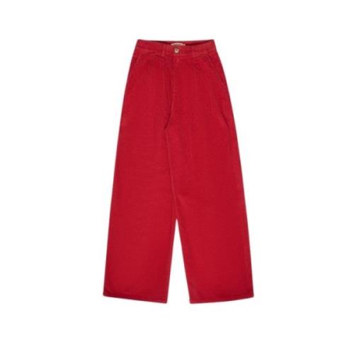 Corduroy Straight Cut Pants Ruby Dusk The New Society , Red , Dames