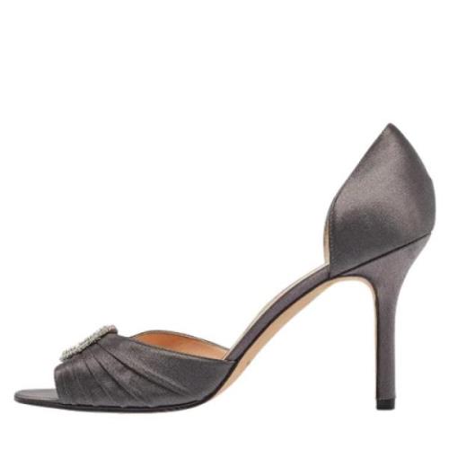 Pre-owned Satin heels Manolo Blahnik Pre-owned , Gray , Dames