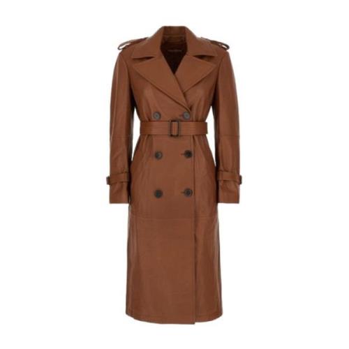 Leren Overjas Max Mara Studio , Brown , Dames