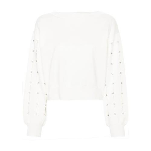 Witte Rhinestone Sweater Cut-Out Stijl Liu Jo , White , Dames