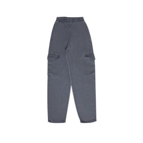 Gewassen Grijze Denim Cargo Broek The New Society , Gray , Dames