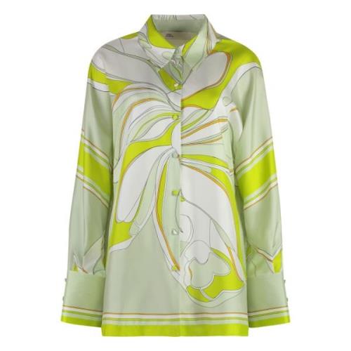 Zijden Multicolor Print Shirt Tory Burch , Green , Dames