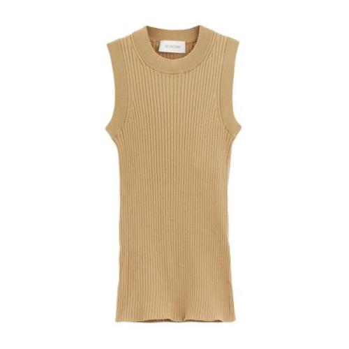 Beige Geribbeld Hemdje Sportmax , Beige , Dames