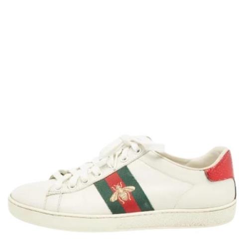 Pre-owned Leather sneakers Gucci Vintage , White , Dames