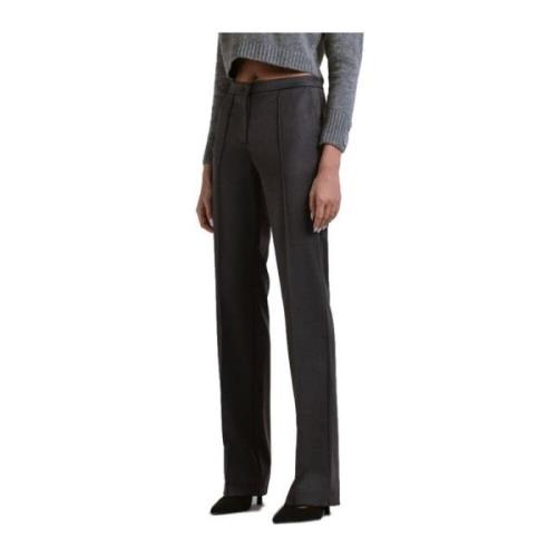 Geribbelde Slim-fit Crepe Broek Hinnominate , Gray , Dames