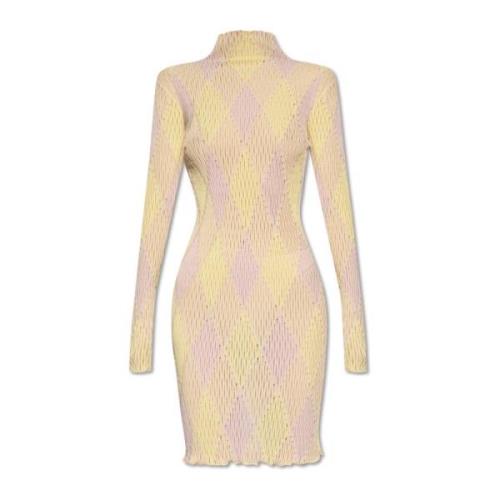 Jurk met opstaande kraag Burberry , Yellow , Dames