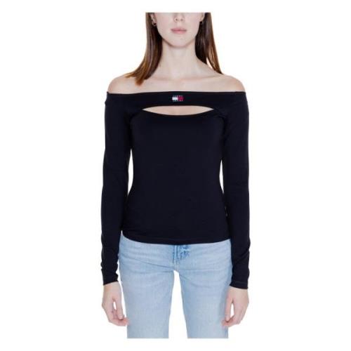 Zwarte Longsleeve T-shirt Tommy Hilfiger , Black , Dames