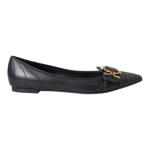 Zwarte Devotie Leren Platte Schoenen Dolce & Gabbana , Black , Dames