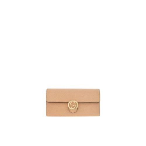 Beige Interlocking Portemonnee Gucci , Beige , Dames