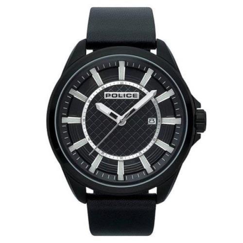 Herenhorloge Zwart Roestvrij Staal Leren Band 50mm Checkmate Pl.15408J...