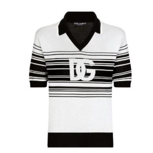 Zijden Jacquard Polo Shirt Dolce & Gabbana , White , Heren