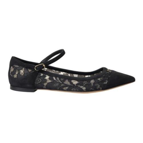 Zwarte Kant Bellucci Platte Schoenen Dolce & Gabbana , Black , Dames