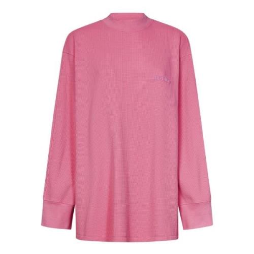 Roze Geribbeld Katoenen Crewneck Lange Mouw Polo The Attico , Pink , D...