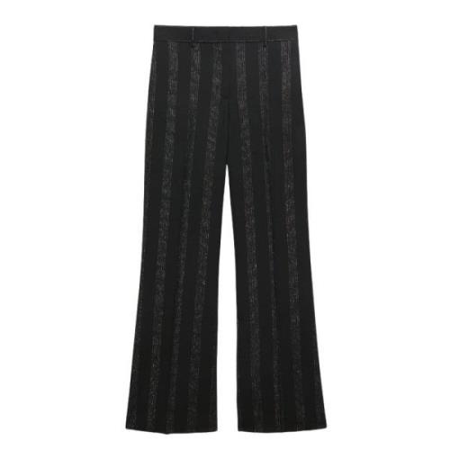 Verticale Streep Wijde Pijp Broek Msgm , Black , Dames