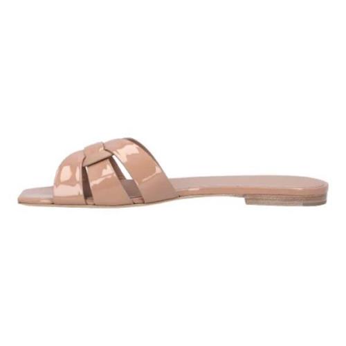 Leather mules Saint Laurent , Beige , Dames