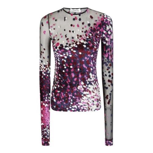 Jersey Top met Velvet Manchetten Lanvin , Multicolor , Dames