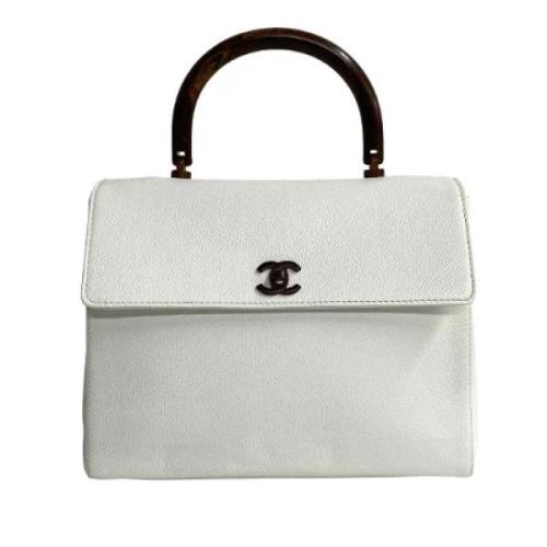 Pre-owned Leather handbags Chanel Vintage , White , Dames