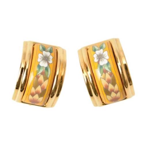 Pre-owned Metal earrings Hermès Vintage , Yellow , Dames