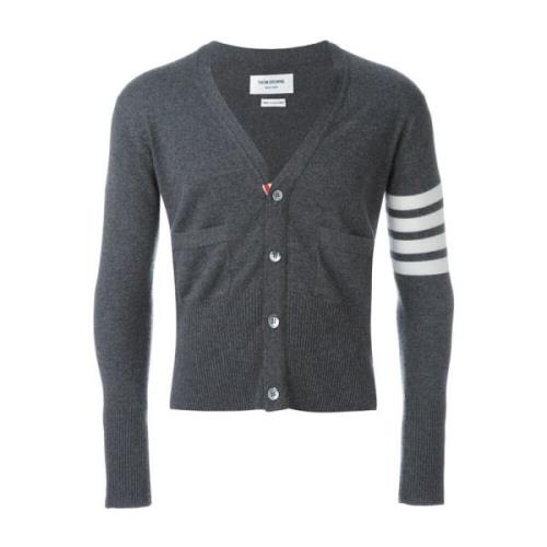 Grijze Cashmere Cardigan met 4-Bar Streep Thom Browne , Gray , Heren