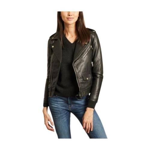 Leather Jackets Deadwood , Black , Dames