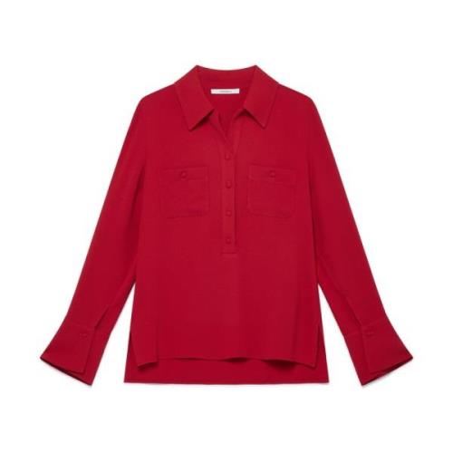 Elegante Crepe Shirt Maliparmi , Red , Dames