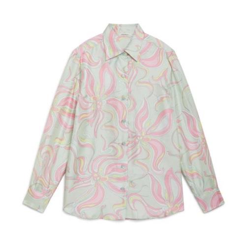 Zijden Twill Shirt met Print Maliparmi , Multicolor , Dames