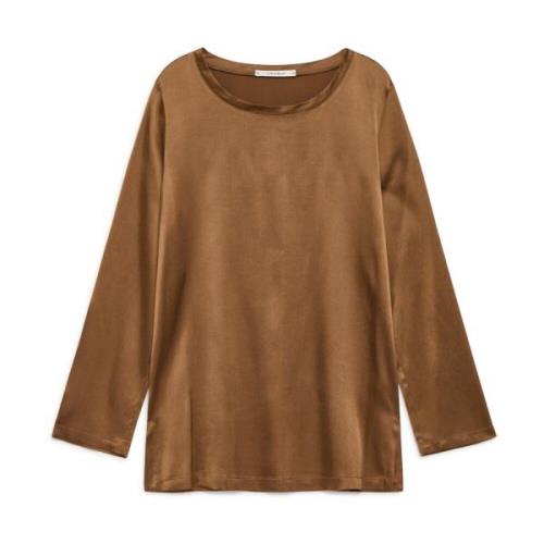 Elegante Satijnen Blouse Maliparmi , Brown , Dames