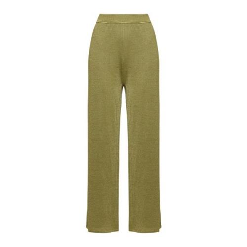 Vloeibare Lurex Broek Maliparmi , Green , Dames