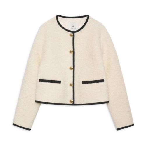 Elegante Logan Blazer Ivoor Gouden Knopen Anine Bing , Beige , Dames