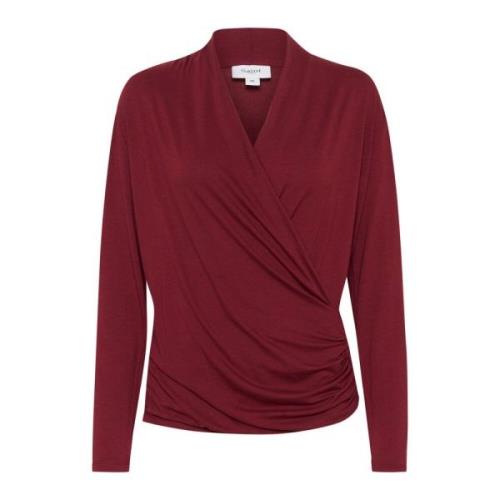 Gedrapeerde Wrap Blouse Tawny Port Saint Tropez , Red , Dames