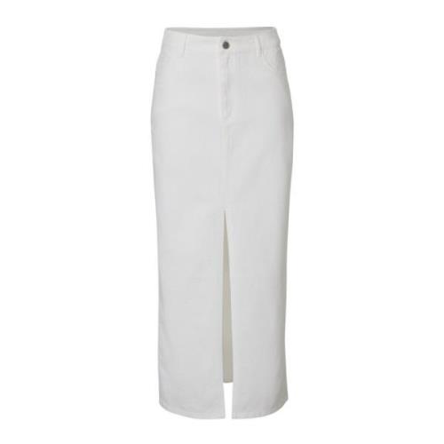 Lange Denim Rok Wakakuu Icons , White , Dames