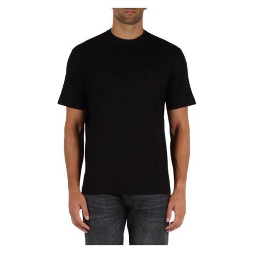 Geborduurd katoenen T-shirt met logo Emporio Armani , Black , Heren