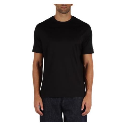 Logo Ingelegd Lyocell Katoen T-shirt Emporio Armani , Black , Heren