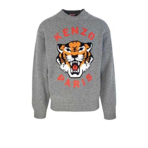 Geborduurde Lucky Tiger Sweater Kenzo , Gray , Heren