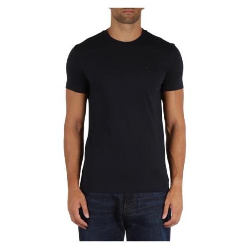 Katoenen Essential T-shirt met Logo Patch Emporio Armani , Blue , Here...