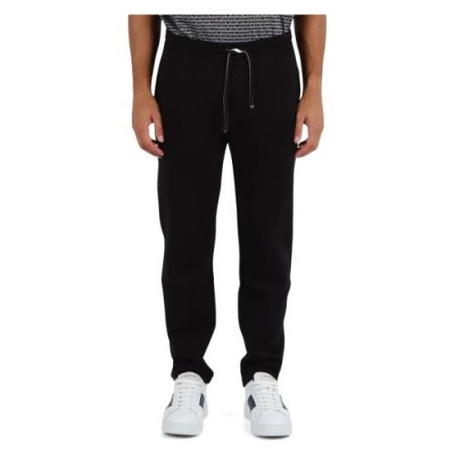 Katoenen sportieve broek met logopatch Emporio Armani , Black , Heren