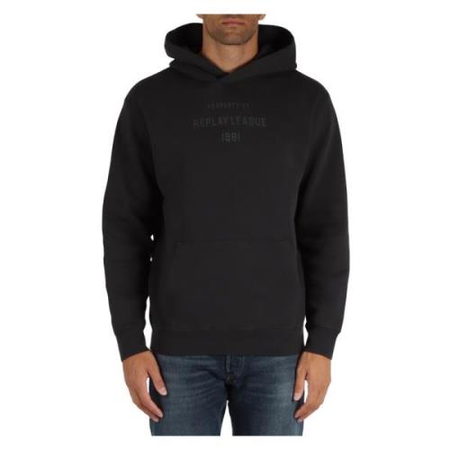 Premium Katoenen Sweatshirt Selectie Replay , Black , Heren