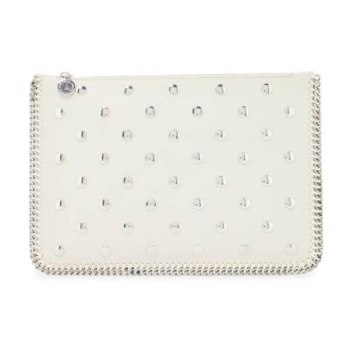 Gestikte Pouch met Ketting Sluiting Stella McCartney , Beige , Dames