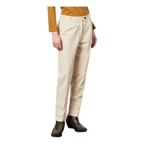 Relaxed Fit Katoen Kasjmier Broek Massimo Alba , Beige , Dames