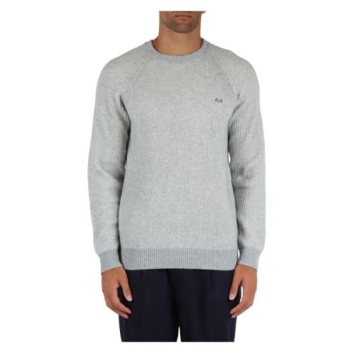 Melange Wol Cashmere Trui Sun68 , Gray , Heren