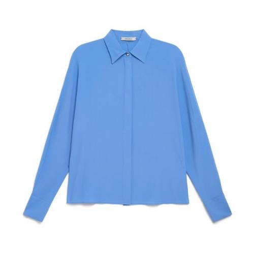 Vloeiende Crepe Blouse Maliparmi , Blue , Dames