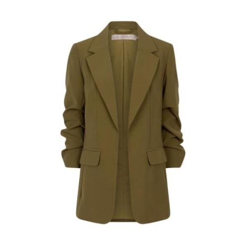 Gathered Mouw Blazer Mosgroen Esqualo , Green , Dames