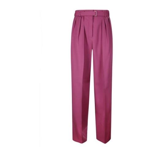 Hoge Taille Wijde Broek met Plooien en Voorsluiting Lanvin , Pink , Da...