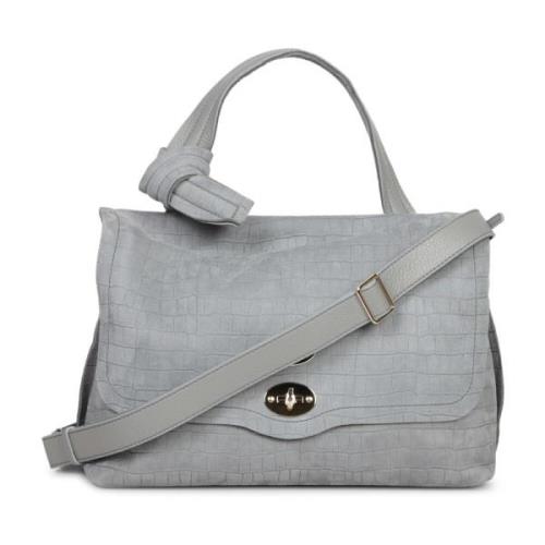 Grijze Krokodil-Effect Leren Tas Zanellato , Gray , Dames