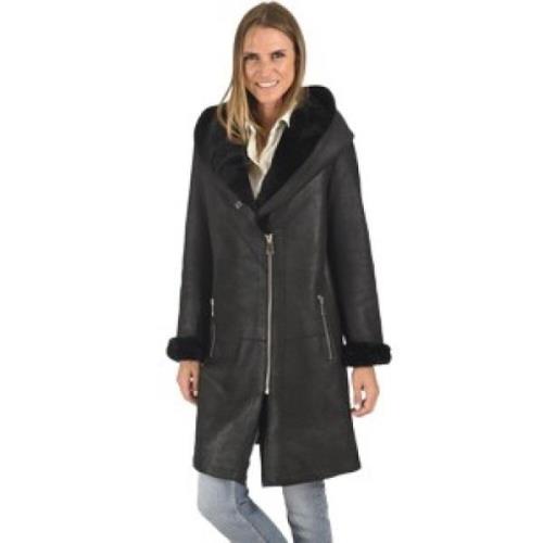 Zwarte Shearling Jas Levinsky , Black , Dames