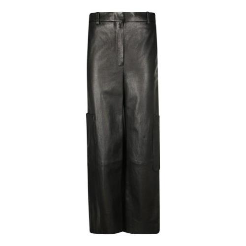 Lambskin Zip Closure Trousers Khaite , Black , Dames