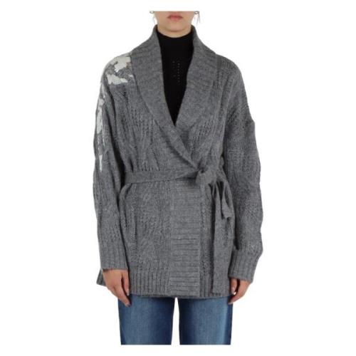 Gebreide Alpaca Cardigan met Riem Pailletten Liu Jo , Gray , Dames